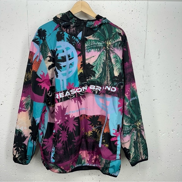 Reason Brand New York Men’s size XL Paradise Print Pullover Windbreaker - Picture 1 of 11
